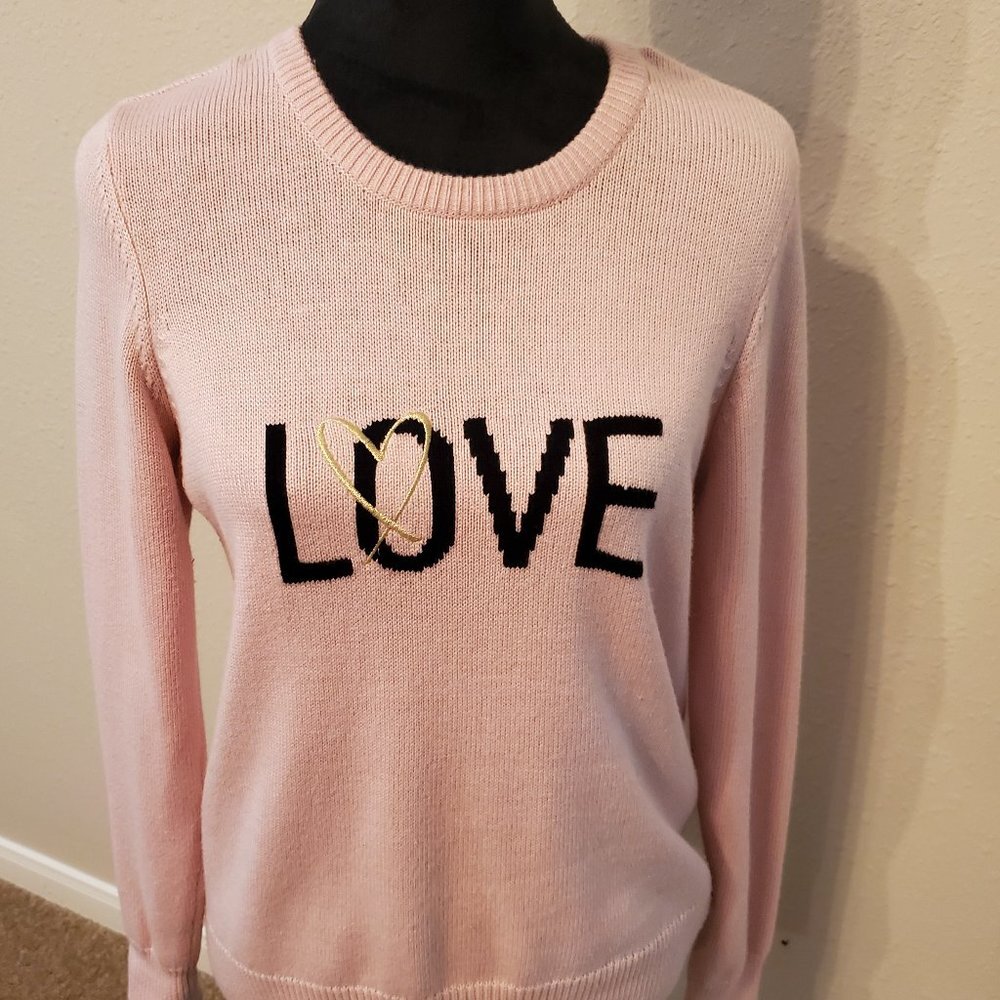 Victoria Secret women crew neck sweater "Love" pink. size M. - Picture 2 of 8